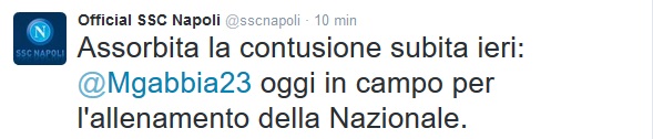tweet Napoli su Gabbiadini
