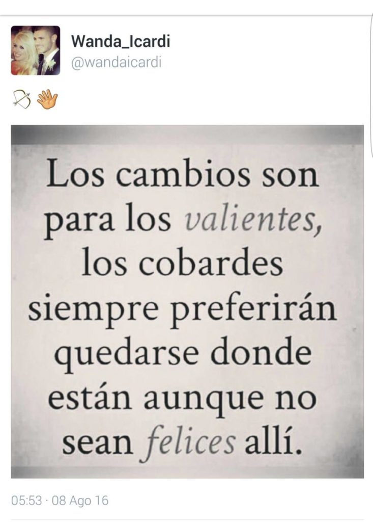 Wanda Nara messaggio