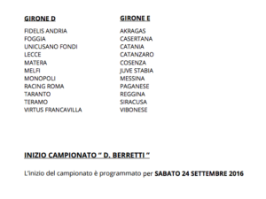 Dante Berretti Girone D E