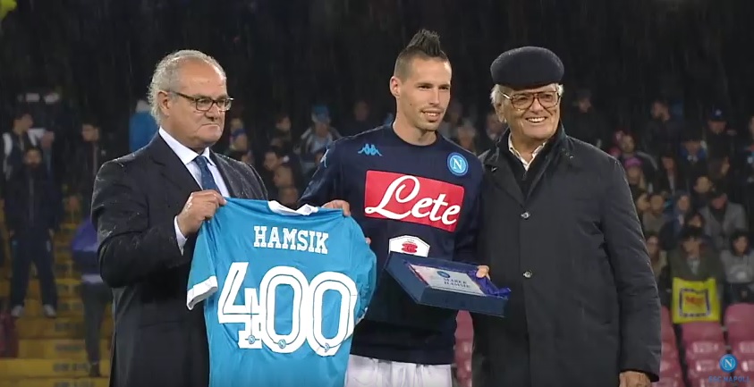 Video – Hamsik premiato da Vinicio e Bruscolotti per le sue 400 presenze in azzurro