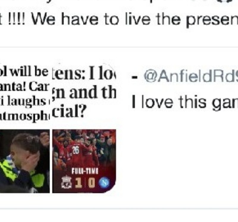 FOTO – Liverpool, incredibile sfottò social verso Ancelotti, Mertens e il tifoso in lacrime! Il Tweet della moglie di Fabinho. Guardate