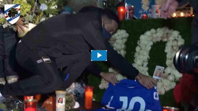 VIDEO – La Sampdoria rende omaggio a Maradona